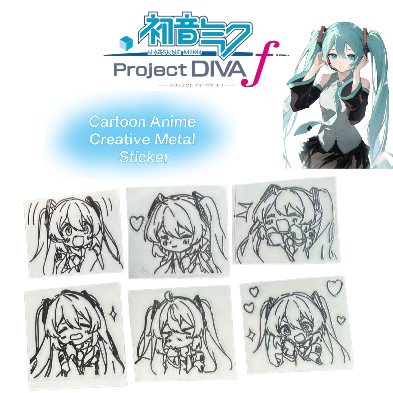 Tablet Accessories Set - Hatsune Miku Cartoon-Anime-Charakter-Serie Metallaufkleber zur Dekoration