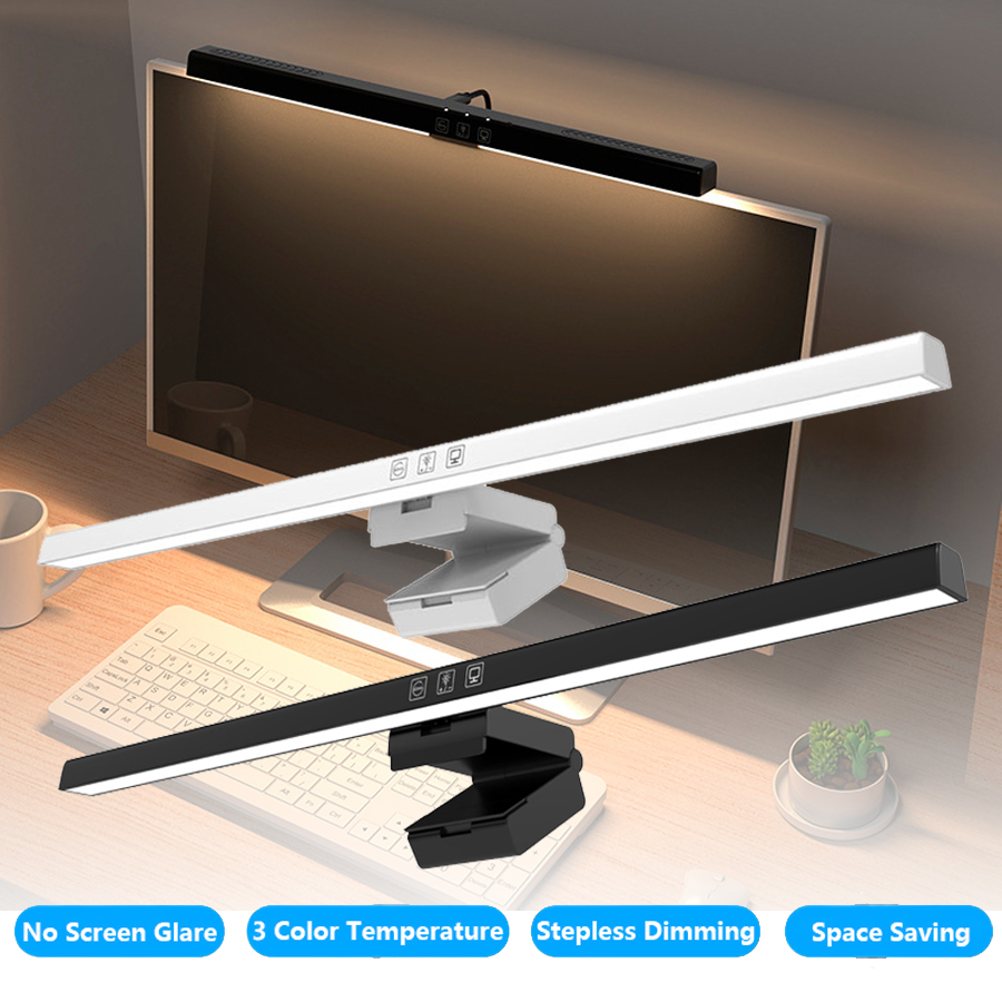 Tablet Lap Desk - 50cm LED-Monitorleuchte Bildschirm-Hängelampe Stufenlos Dimmbar USB-Schreibtischlampe