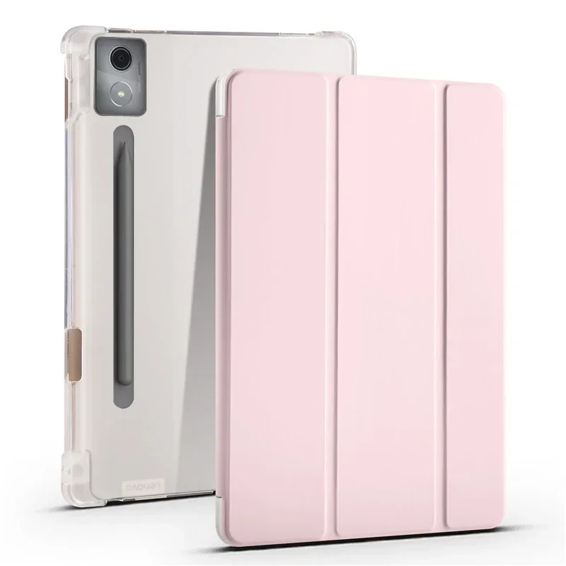 Lenovo Tablet P12 Accessories - Dreifach faltbare PU-Leder-Schutzhülle mit weichem Rücken