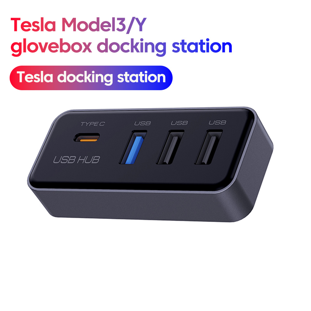 Usb Hub Type C - 4-in-1 USB-Hub-Dockingstation für Tesla Model3/Y Handschuhfach